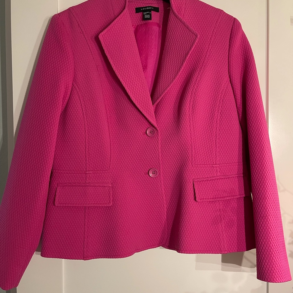 Hot pink blazer.